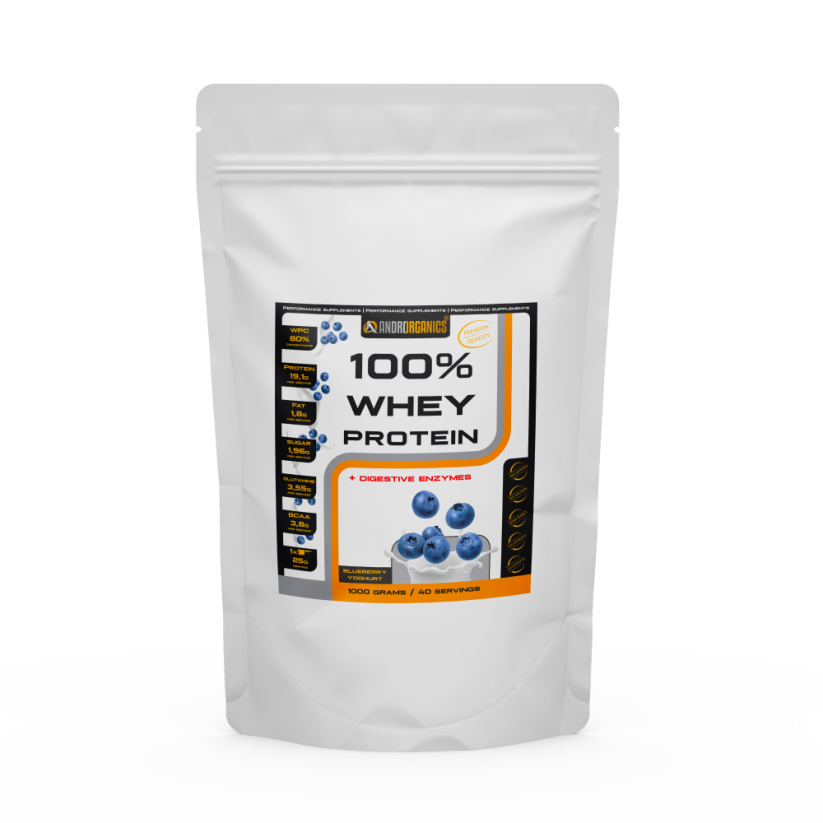 100% Whey Protein - Příchutě: borůvka-jogurt