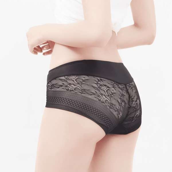 Keramické antibakteriální bezešvé krajkové kalhotky (nízký pas) - Barva: Bílá, Velikost: L