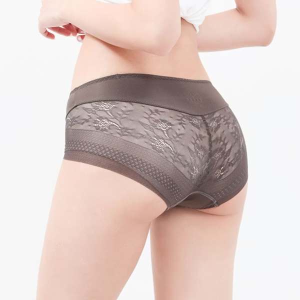 Keramické antibakteriální bezešvé krajkové kalhotky (nízký pas) - Barva: Bílá, Velikost: L